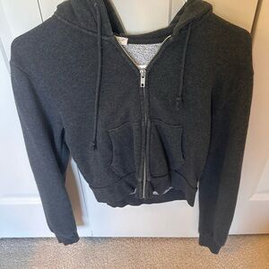Brandy Melville Dark Gray Zip-Up Hoodie